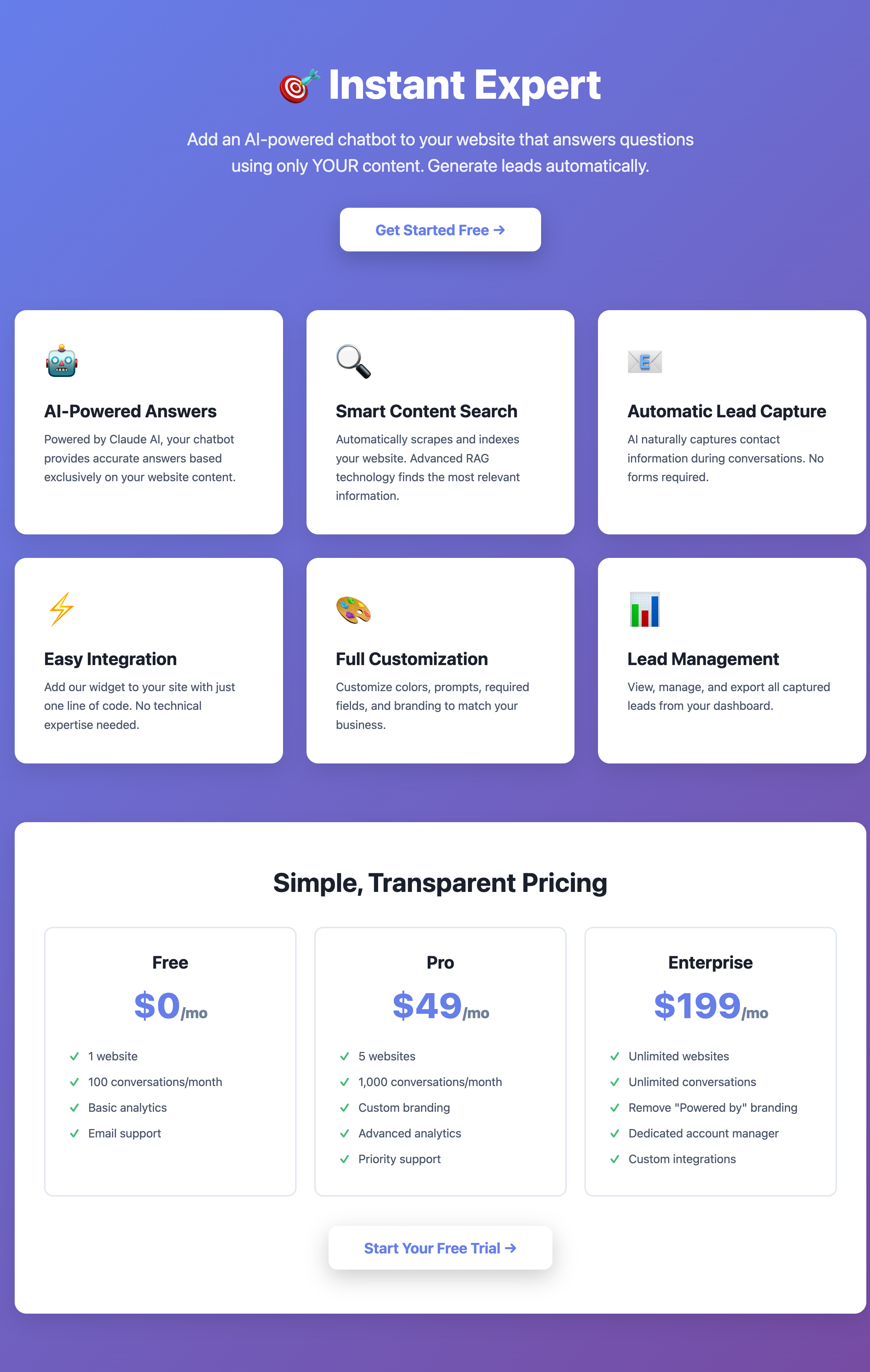 Instant Expert - AI Chatbot with Automatic Lead Capture